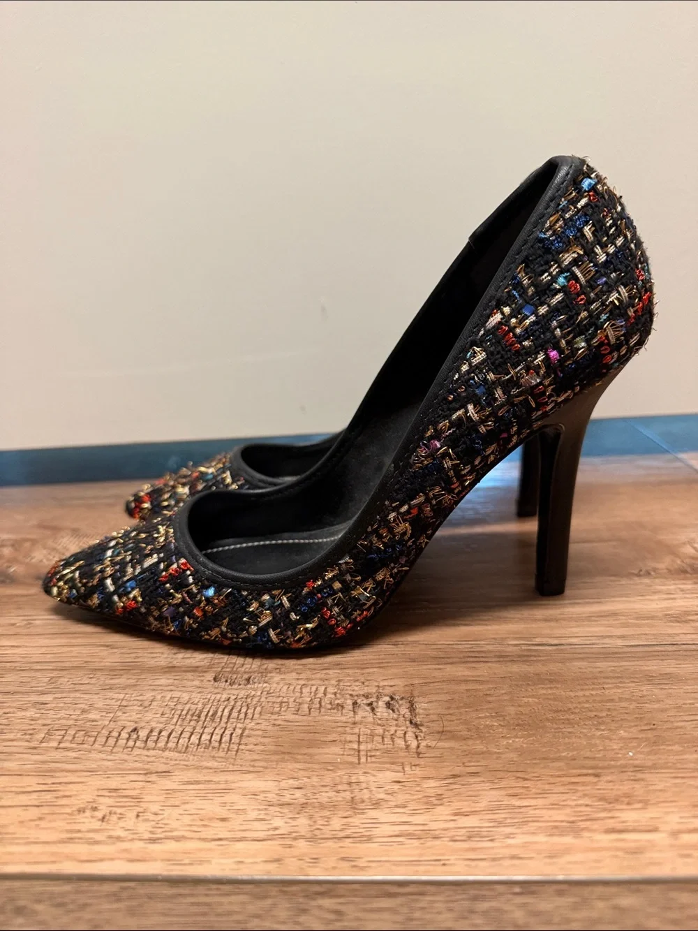 Charles by Charles David Black Multicolor Tweed Pointed Pumps